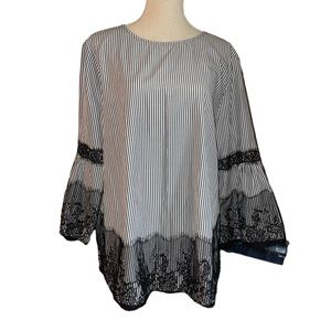 Elliot & Vine Women’s Plus Size Blouse Size 3X Striped With Lace Details NWT